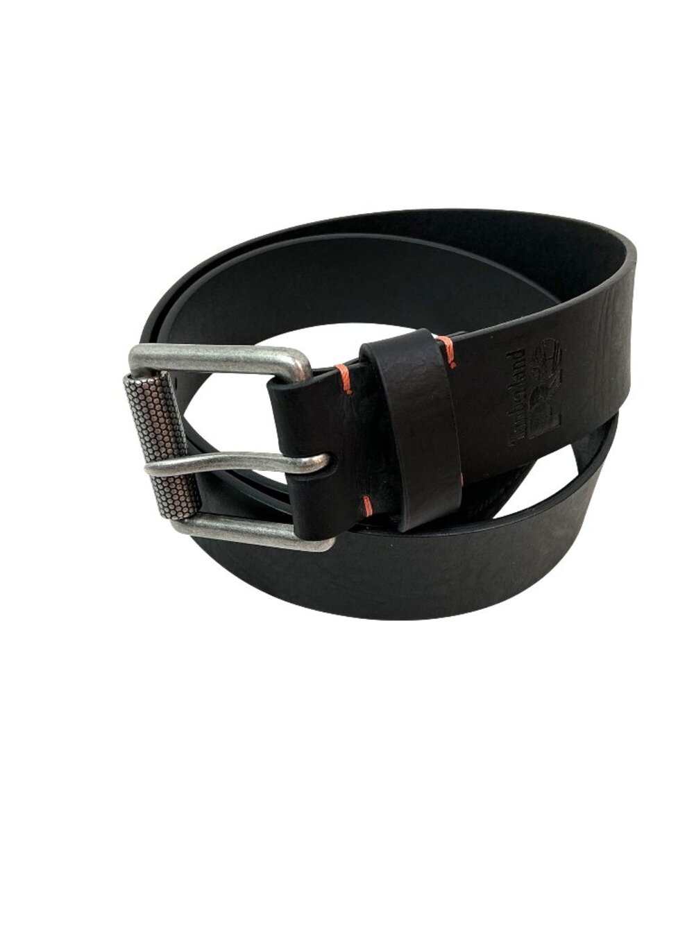 New Timberland PRO Leather Belt Silver Roller Buckle Mens 34 Black